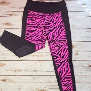 Lularoe Large Pink Zebra Fearless Leggings